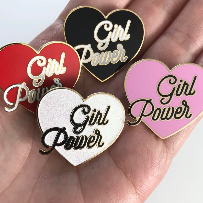 Girl Power Pin Hard Enamel Pin Equality Feminist Pin Girl Gang Girl Boss Pink, Red, White Glitter or Black Enamel Pin image 1