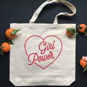 GIRL POWER - Tote Bag - Feminist Tote bag - Market Bag - Grocery Tote - Canvas Recycled Bag