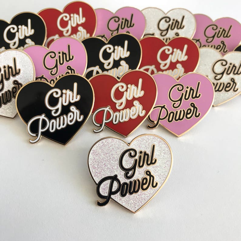 Girl Power Pin Hard Enamel Pin Equality Feminist Pin Girl Gang Girl Boss Pink, Red, White Glitter or Black Enamel Pin image 9