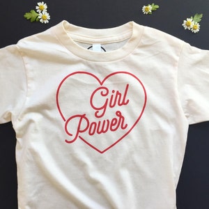 GIRL POWER Kids and Youth Tee Shirt Revolution Equality Feminist Shirt Natural White Organic T-Shirt image 1