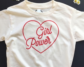 GIRL POWER - Kids and Youth Tee Shirt  - Revolution - Equality - Feminist Shirt- Natural White - Organic T-Shirt