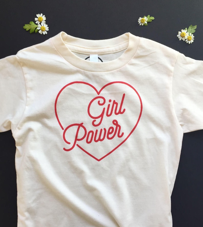 GIRL POWER Kids and Youth Tee Shirt Revolution Equality Feminist Shirt Natural White Organic T-Shirt image 1