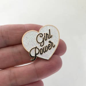 Girl Power Pin Hard Enamel Pin Equality Feminist Pin Girl Gang Girl Boss Pink, Red, White Glitter or Black Enamel Pin image 3