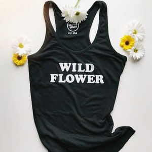 WILD FLOWER Raser back Tank Top Mama Tank Vintage Inspired Boho Mama Black or Grey image 4