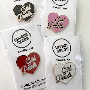 Girl Power Pin Hard Enamel Pin Equality Feminist Pin Girl Gang Girl Boss Pink, Red, White Glitter or Black Enamel Pin image 8