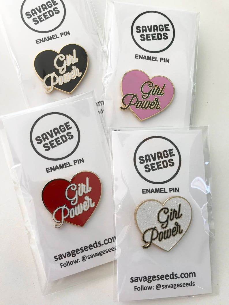 Girl Power Pin Hard Enamel Pin Equality Feminist Pin Girl Gang Girl Boss Pink, Red, White Glitter or Black Enamel Pin image 8