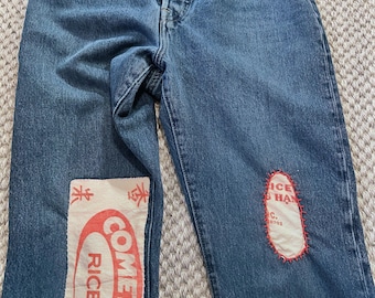 Vintage Levi Jeans, patches and Sashiko, 28x30