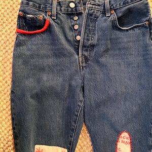 Vintage Levi Jeans, patches and Sashiko, 28x30