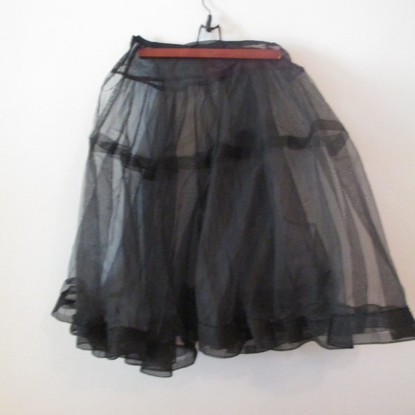 Antique Black Tulle Petticoat - Tutu - Crinalin - Underskirt - Gothic - Victorian