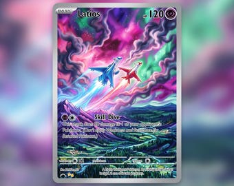Latios Latias Space Galaxy Custom Card! Hand Made!