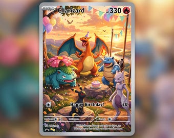 Charizard Happy Birthday Cliff Custom Card! Hand Made!