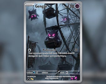 Gengar Haunted Carnival Spooky Halloween Custom Card! Hand Made!