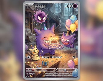 Gengar Happy Birthday Haunted Mansion Custom Card! Hand Made!