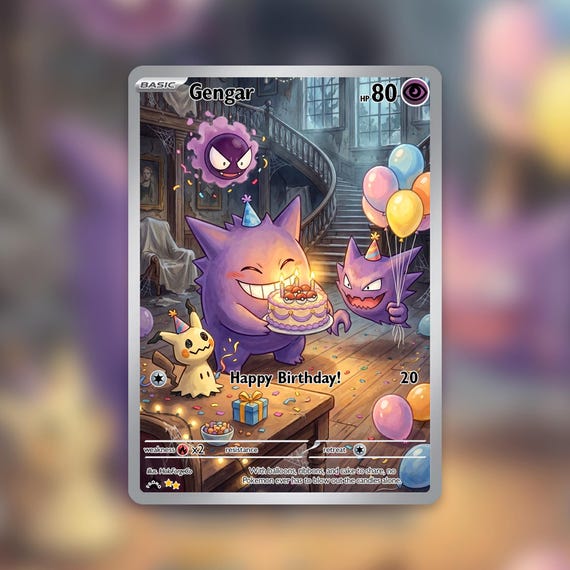 Gengar Happy Birthday Haunted Mansion Custom Card! Hand Made!