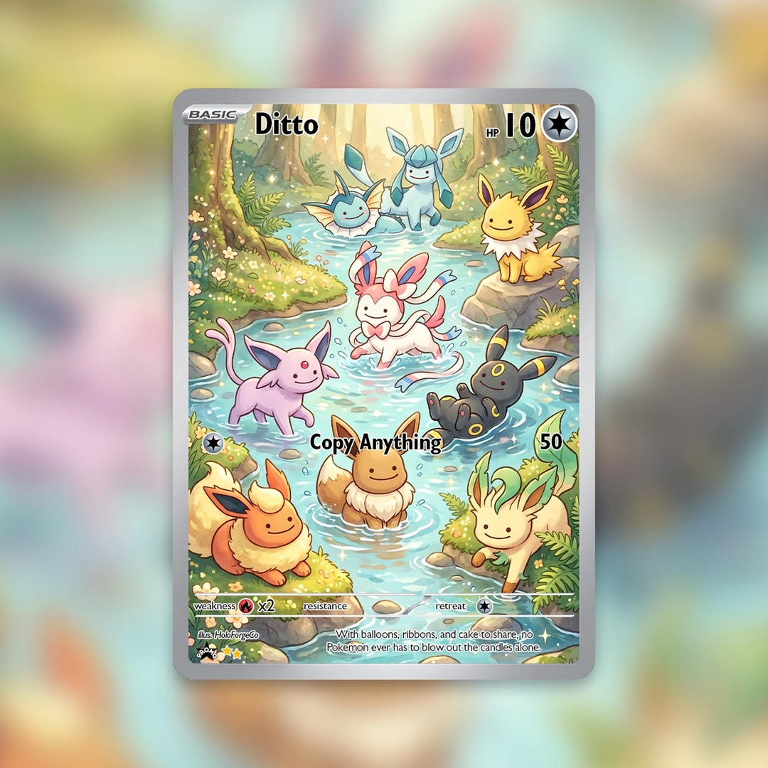Ditto Eeveelutions Eevee Stream Custom Card! Hand Made! - Etsy