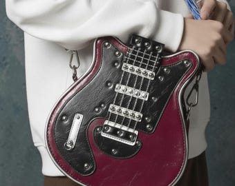 Guitar Shape Crossbody Bag for Women, Leather Shoulder Purse, Novelty Music Handbag, Fashion Statement Bag Gift