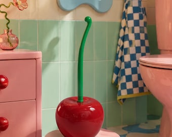 Cherry Toilet Brush Holder Cute Home Decor Fruit Bathroom Accessories Novelty Home Decor Housewarming Gift Quirky Kids Cleaning