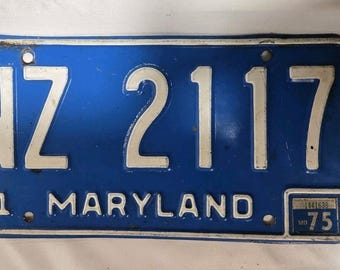 Vintage License Plate Maryland 1971 NZ-2117