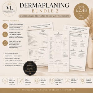 Dermaplaning Bundle: Beratung, Nachsorge, Anwendungshinweise (Canva Templates)