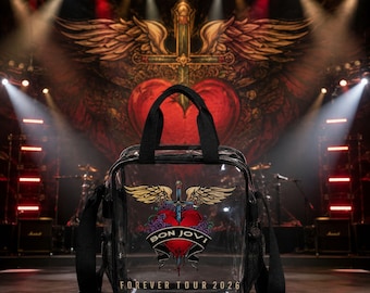 Bon Jovi 2026 Tour Clear Bag, Stadium Approved Crossbody Purse (Waterproof PVC)