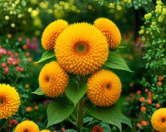 Más de 100 semillas de girasol Teddy Bear, girasol enano de variedad antigua, flores doradas Pom Pom, semillas de flores Helianthus Annuus