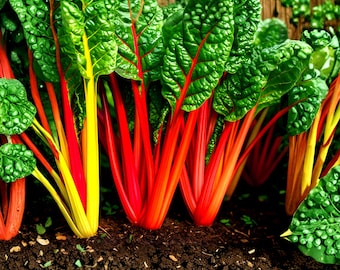 Más de 200 semillas de acelga arcoíris de colores brillantes, semillas de hortalizas tradicionales no transgénicas, verduras coloridas para plantar en el jardín.