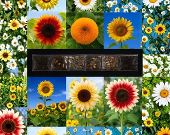 Mezcla de más de 150 semillas raras de girasol, semillas de flores de Helianthus Annuus, variedades gigantes y multicolores, jardín para polinizadores, sin OGM.