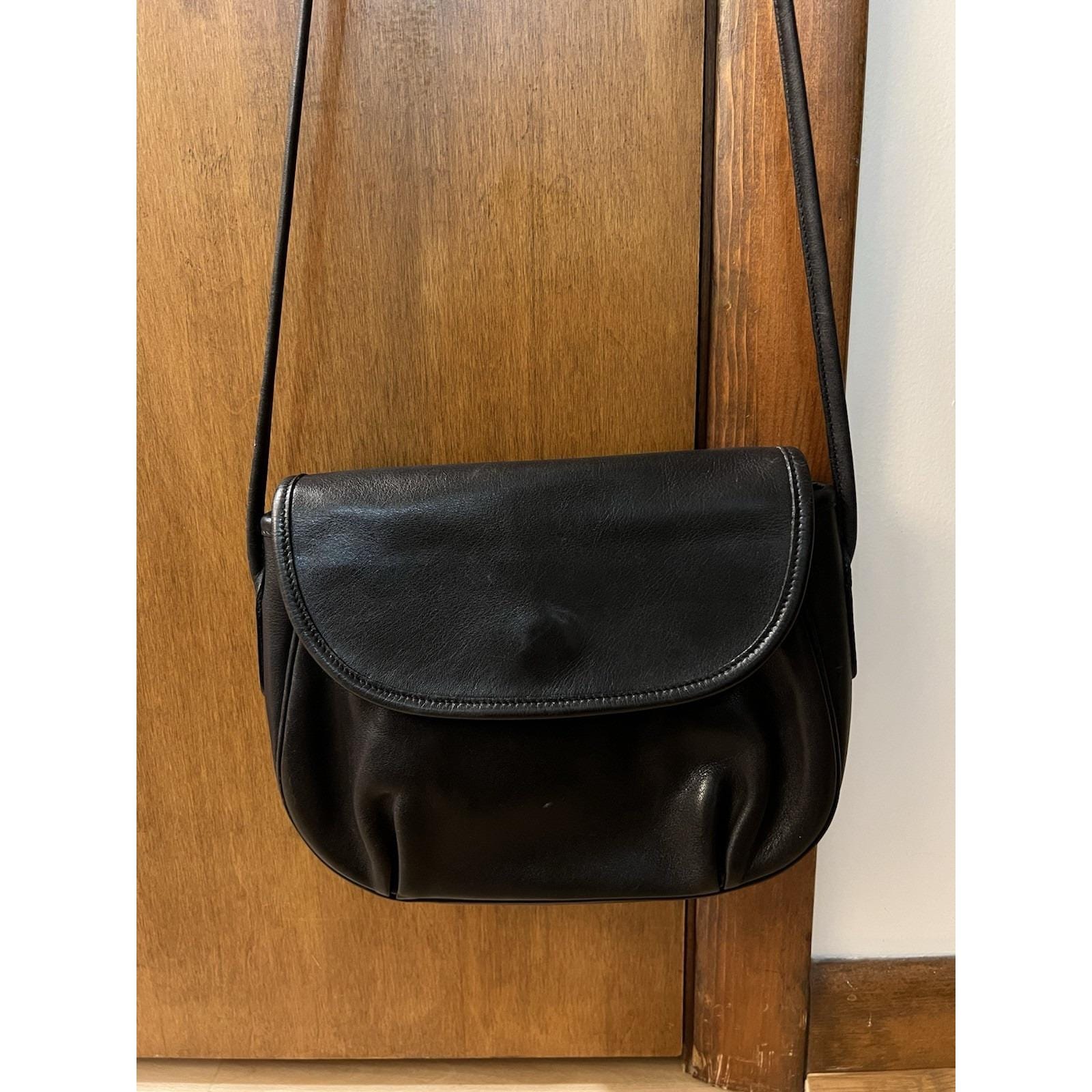 Vintage Coach Cafe 4111 Black Leather Crossbody Bag Made in Italy