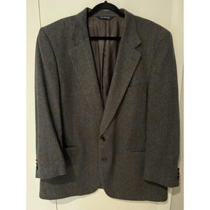 Vintage 90s Burberrys Mens Camel Hair Blazer Sports Coat Jacket Size 50 Gray