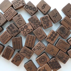 Set di Mahjong americano in legno massello - 160 tessere - Noce immagine 1