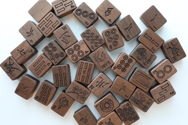 Set di Mahjong americano in legno massello - 160 tessere - Noce immagine 1