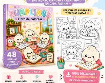 Dumplings Coloring Book Digital File