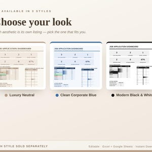 Job Application Tracker Spreadsheet, Beige Neutral Job Search Planner for Excel & Google Sheets, Interview and Career Tracker Template