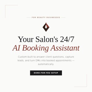 AI Chatbot for Salon | Custom Booking Assistant for Beauty Business | Instagram DM Auto Reply | Nail Hair Lash Med Spa Client Inquiry Setup