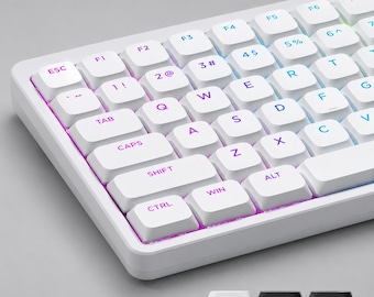 Zestaw nakładek klawiszy PBT Low Profile Keycaps, 127 klawiszy, do klawiatury mechanicznej, kompatybilny z przełącznikami MX, biało-czarne