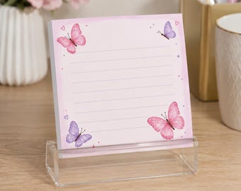 Pink Butterfly Notepad | 4x4 Inch Memo Pad