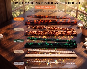 Acrylic Mahjong Pusher and Holder Set | Modern Mahjong Rack Accessories | Choice of 5 Colors