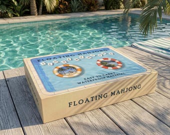 Floating Pool Mahjong Set | Wasserdichte EVA Foam Tiles, Reisespiel (beinhaltet Tasche, Würfel)