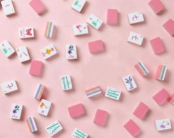 Jeu de carreaux de mahjong de jardin pastel | Carrelage acrylique de mahjong