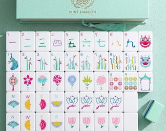 Pastel Mahjong Tile Set Modern Colorful Mahjong Games | Aesthetic Floral Mahjong Tiles 160 acrylic pieces