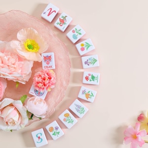 Flamingo and Bees Collection Mahjong Tiles | Set of 160 Pink Melamine Mahjong Tiles | NMJL image 2
