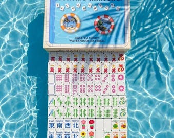 Floating Mahjong Set | Waterproof EVA Foam Pool Game (Includes Bag, Dice)