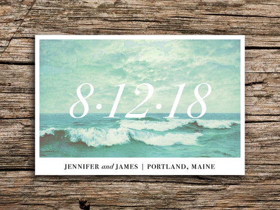 Minimalist Waves Save The Date Postcard Destination Wedding Etsy