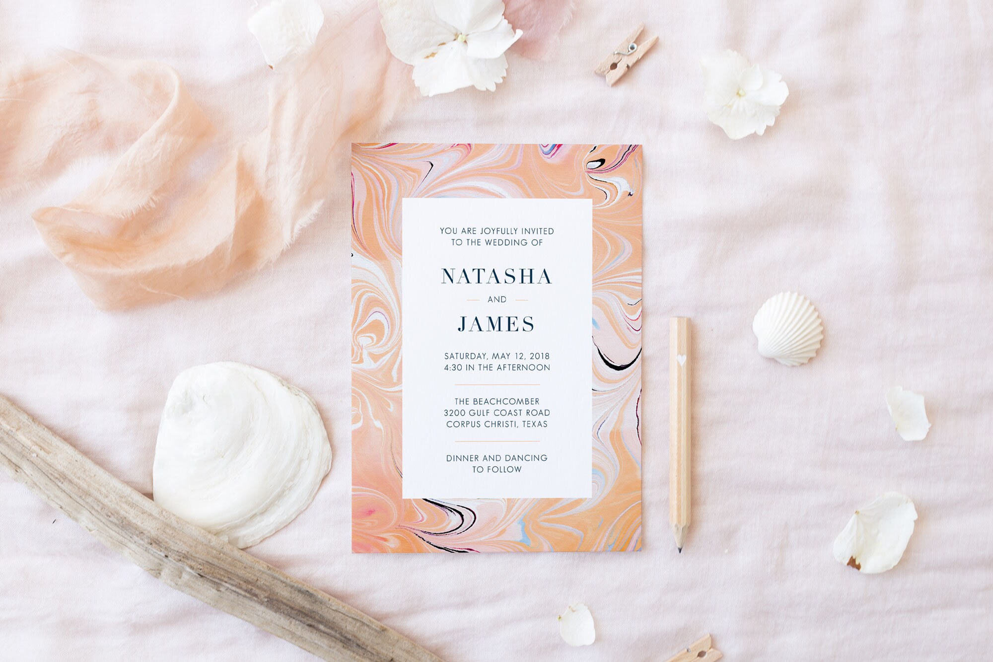 Marbled Paper Wedding Invitation Set // Modern Wedding Etsy