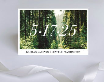In the Woods Save the Dates // Pine Trees Postcard Woodsy Vintage Post Card Save the Dates Card Stock Nature