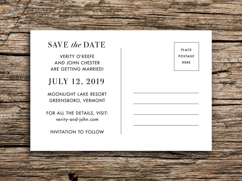 Vintage Lake Save the Date Postcard Vermont Wedding Outdoor Save the Date Boat Canoe Wedding New Hampshire New York Minnesota Wisconsin