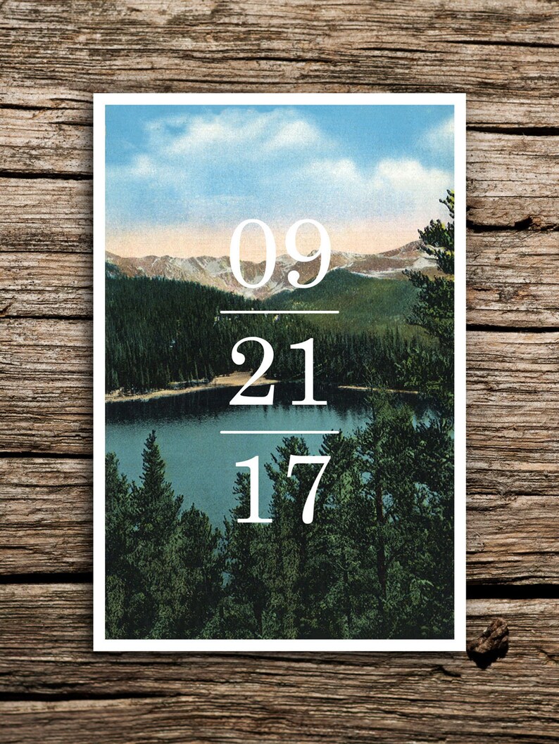 Adventure Mountain Save the Date Vintage Postcard Colorado Wedding Lake Save the Date Premium Wedding Invitation North Carolina Camp