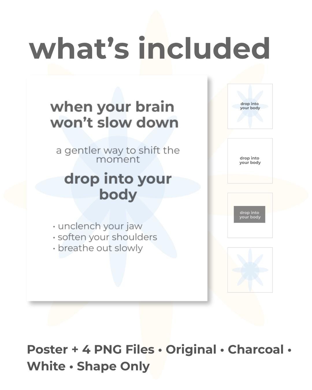 Drop Into Your Body • Poster + PNG Cue Bundle • Wall Art • Digital ...