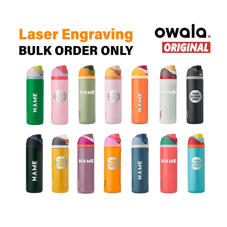 Personalized Owala Freesip 24 oz Genuine Owala with Laser engraving, Owala FreeSip Water Bottle: Custom Laser Engraved. Cooperates Bottles.