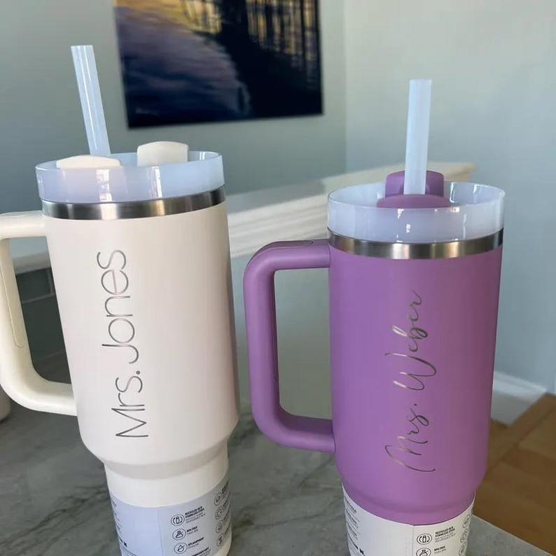 Custom Stanley 40oz Quencher Flip Straw Bottle | Stainless Steel Tumbler | Laser Engraved Travel Cup | Gift for Friend, best for Gym
